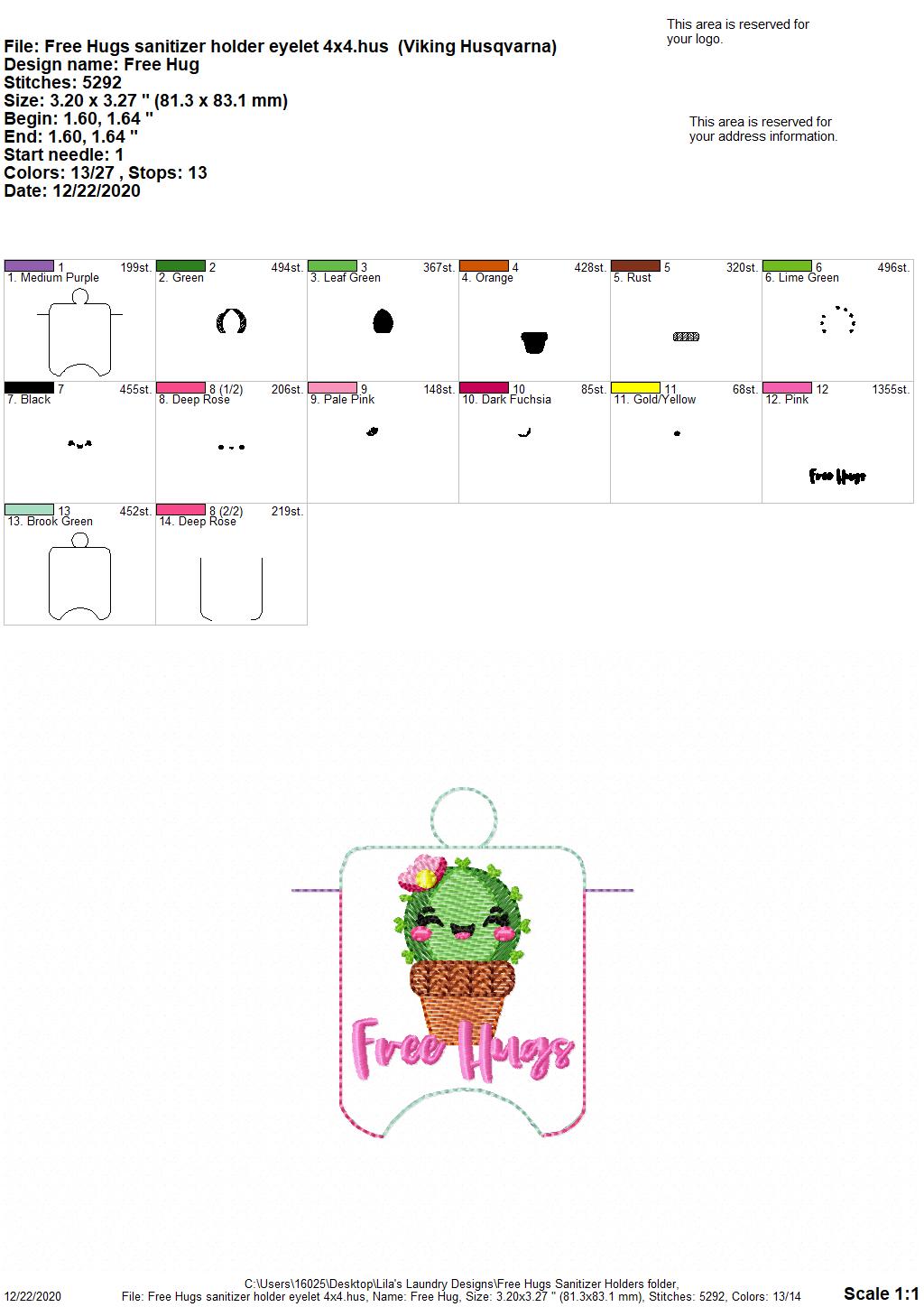 Free Hugs Sanitizer Holders - DIGITAL Embroidery DESIGN