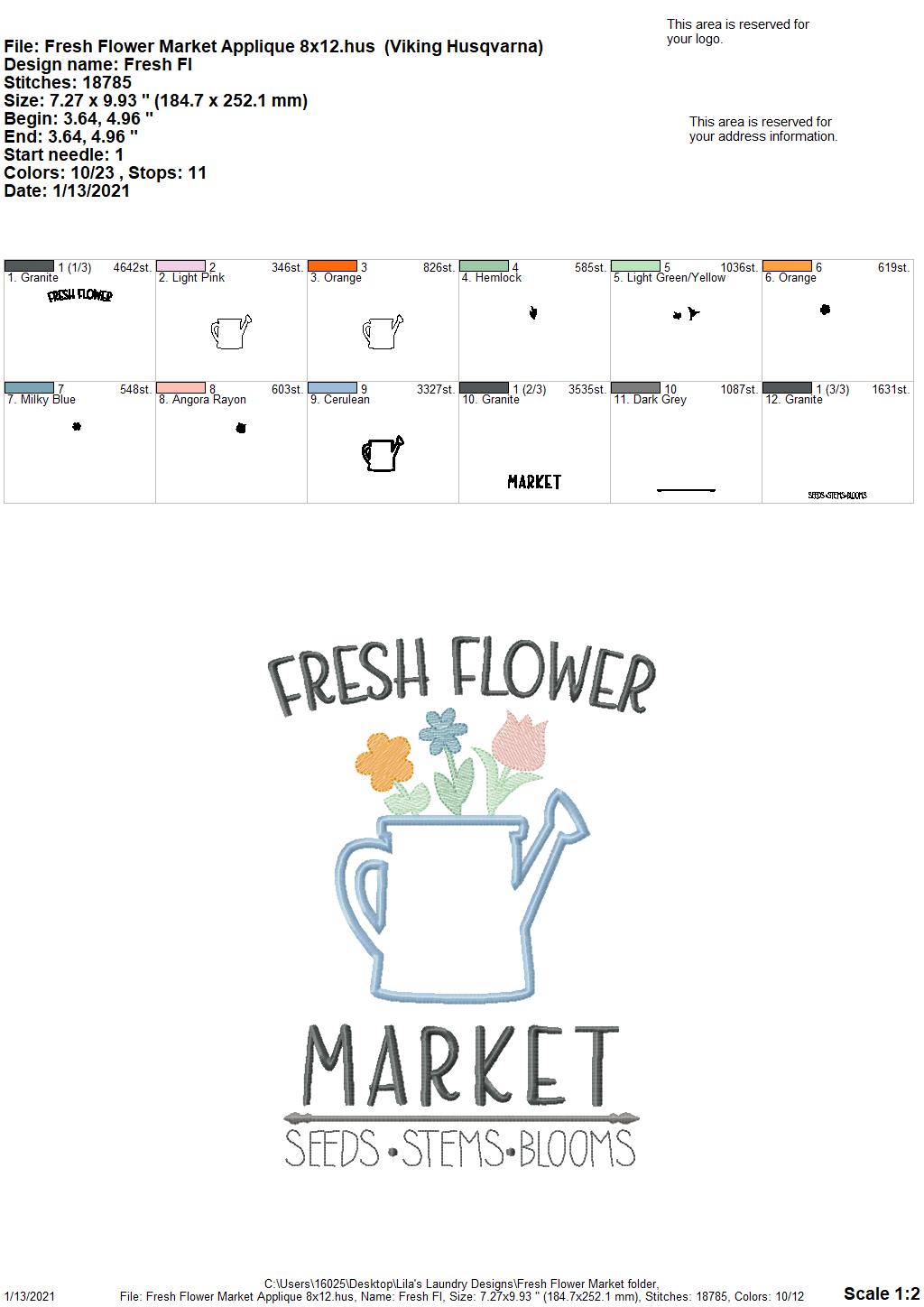 Fresh Flower Market - 3 sizes- Digital Embroidery Design