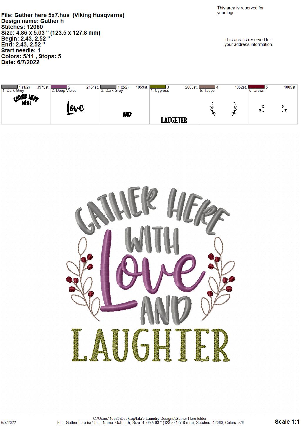 Gather Here - 3 sizes- Digital Embroidery Design