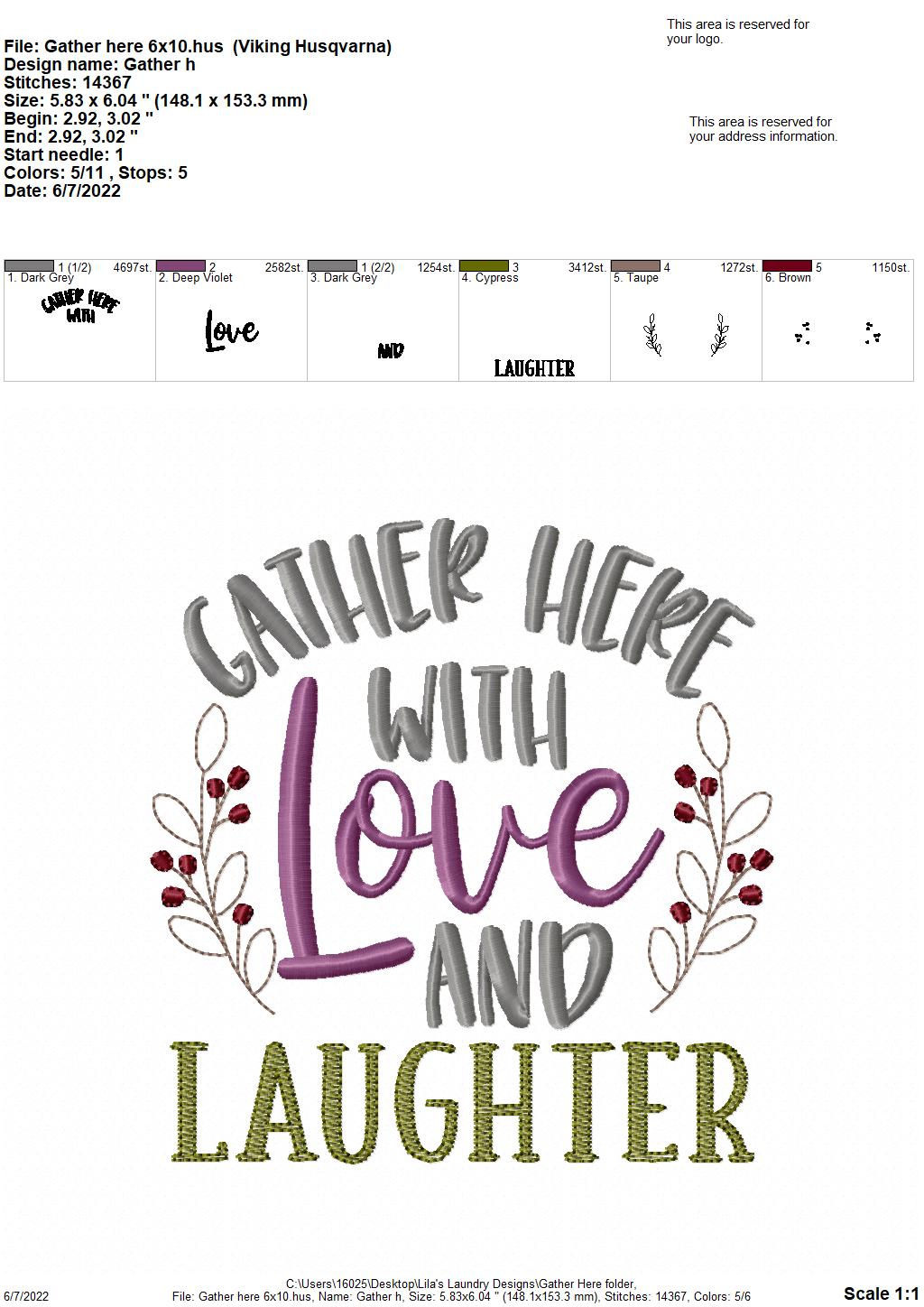 Gather Here - 3 sizes- Digital Embroidery Design