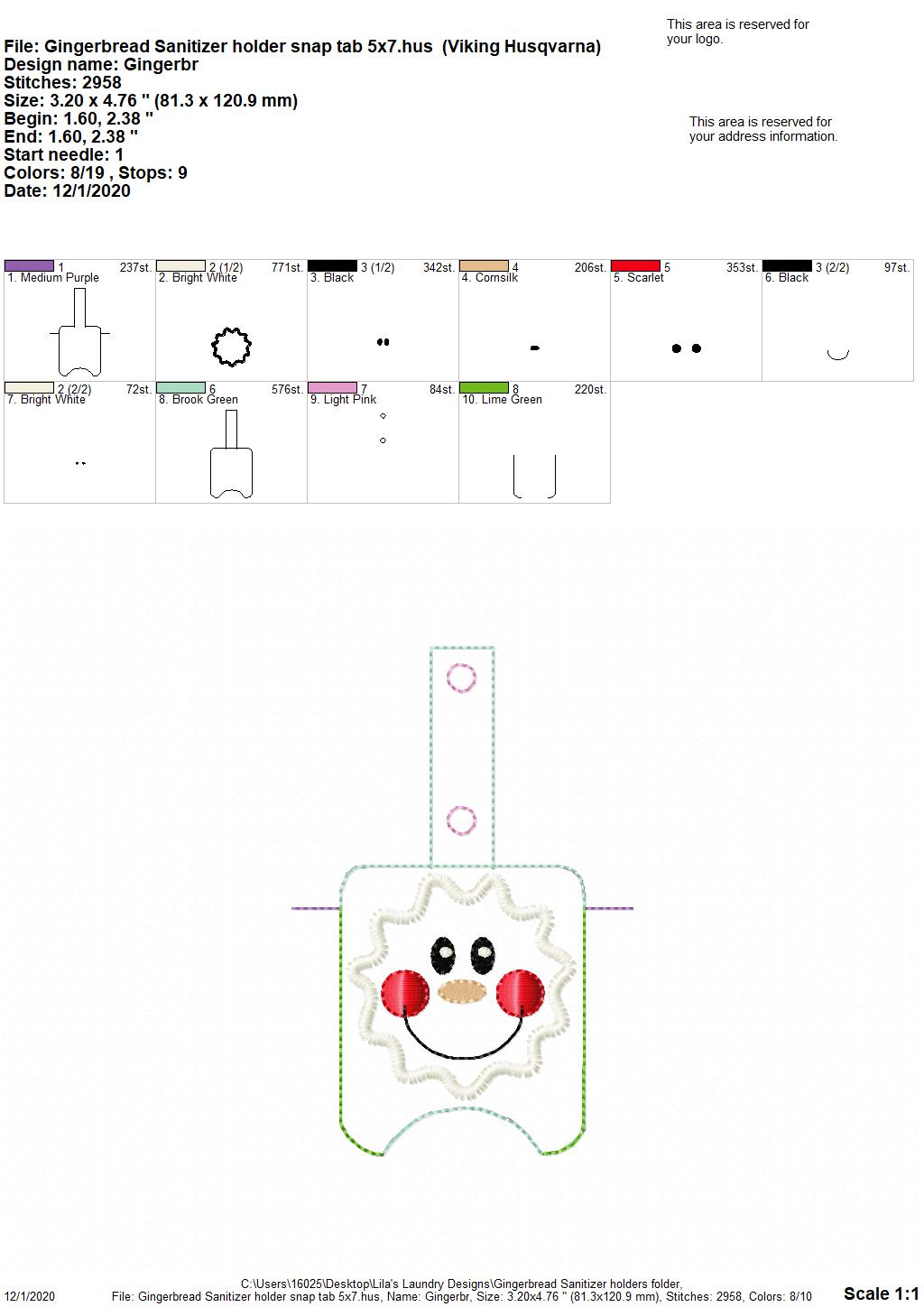 Gingerbread Sanitizer Holders - DIGITAL Embroidery DESIGN