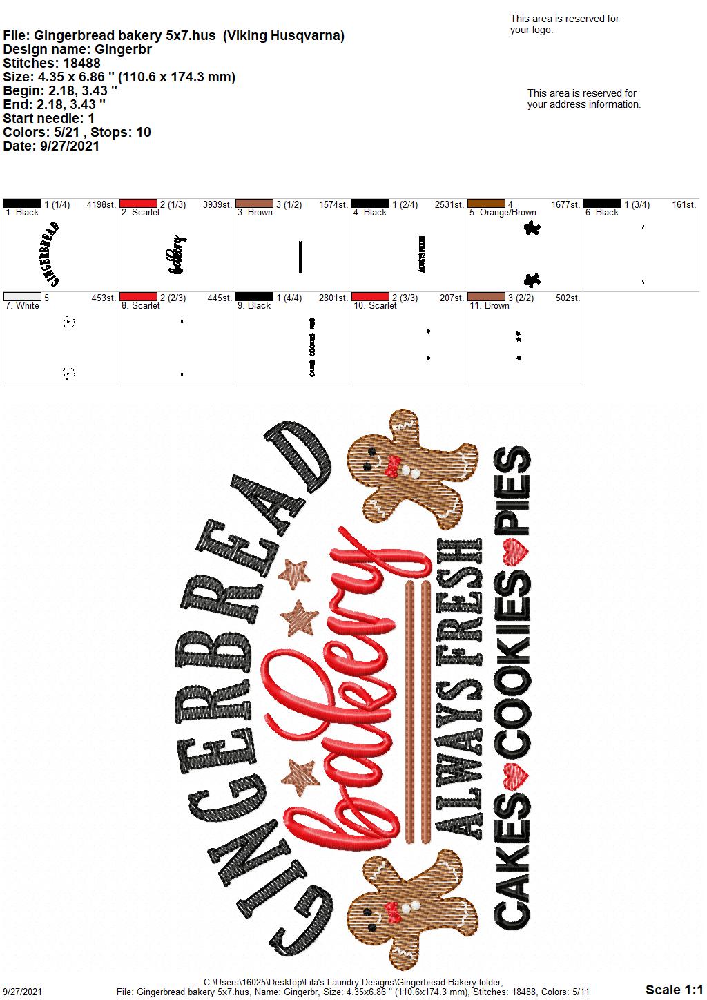 Gingerbread Bakery - 2 sizes- Digital Embroidery Design