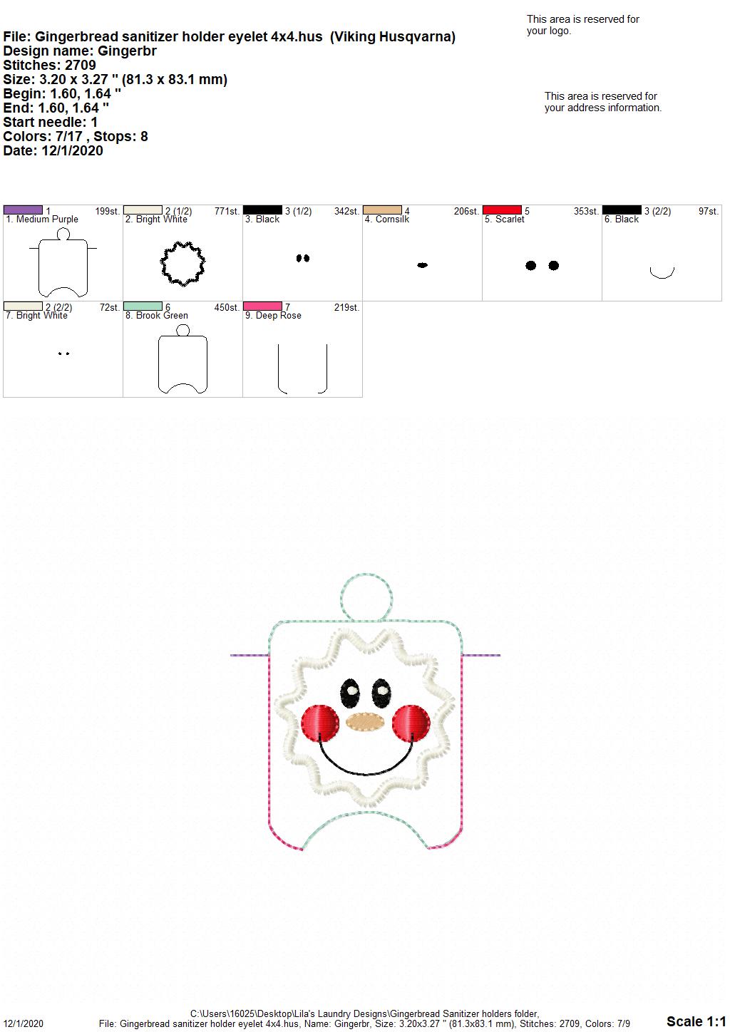 Gingerbread Sanitizer Holders - DIGITAL Embroidery DESIGN