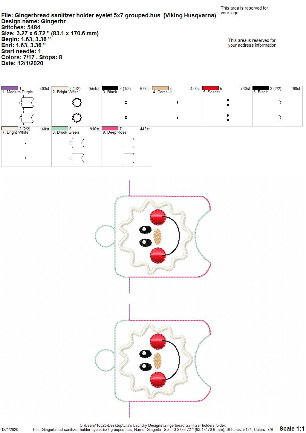 Gingerbread Sanitizer Holders - DIGITAL Embroidery DESIGN