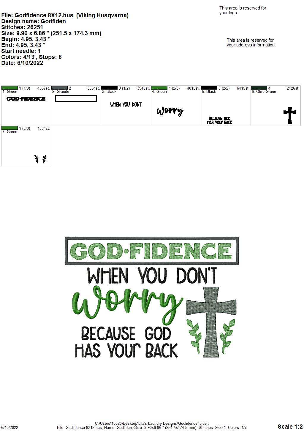 Godfidence - 3 sizes- Digital Embroidery Design