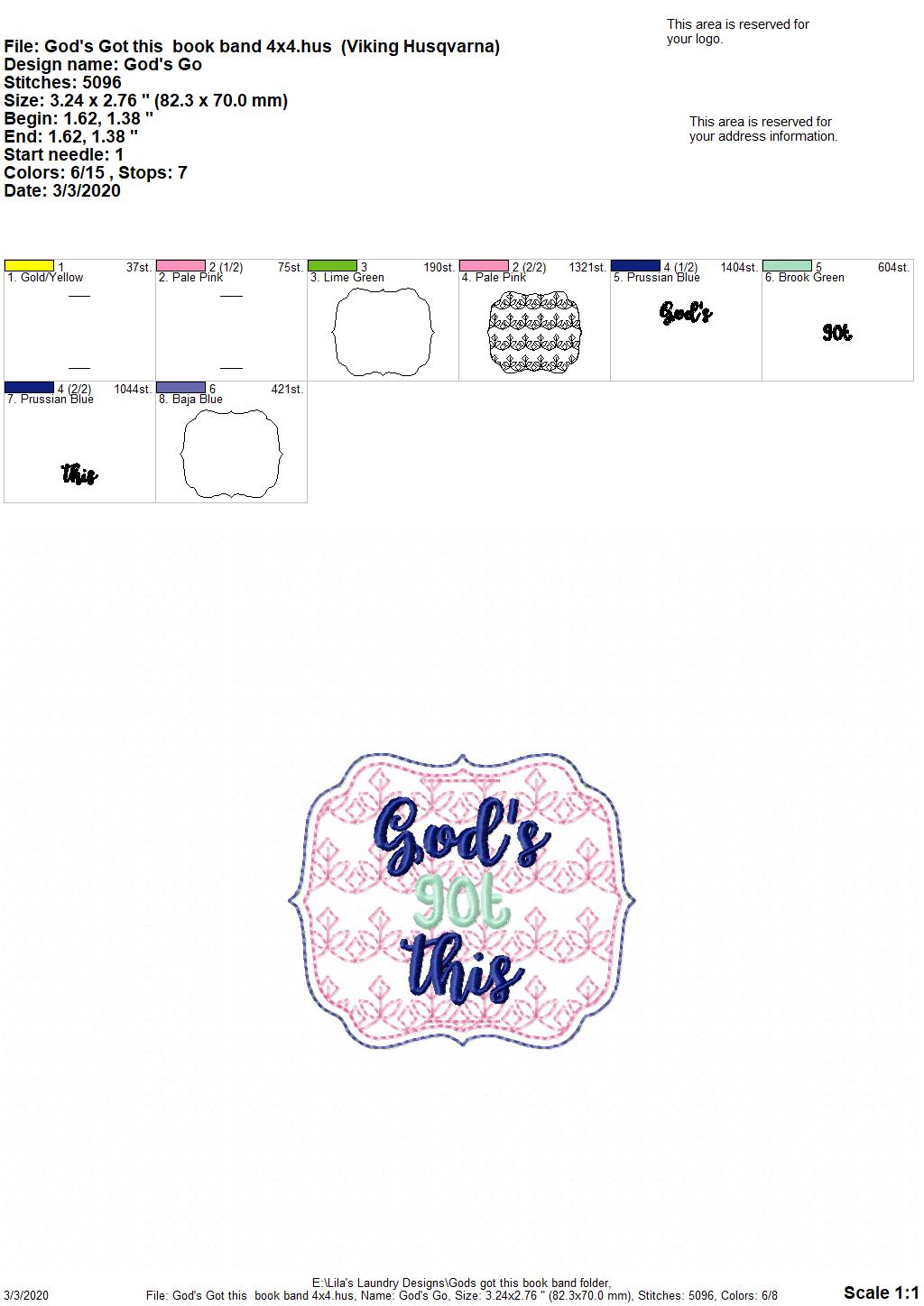 Gods got this Book Band - Digital Embroidery Design