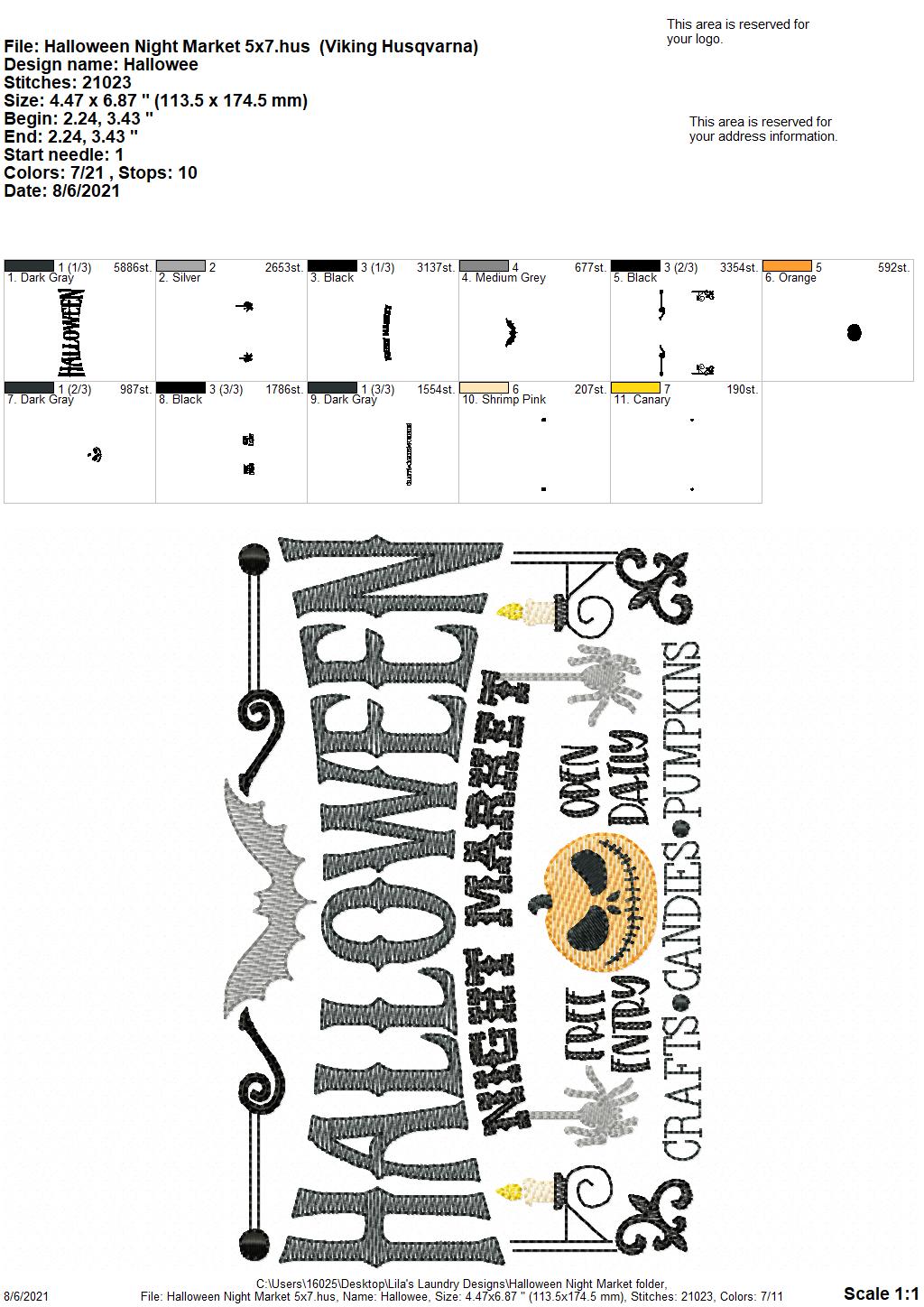 Halloween Night Market - 3 sizes- Digital Embroidery Design