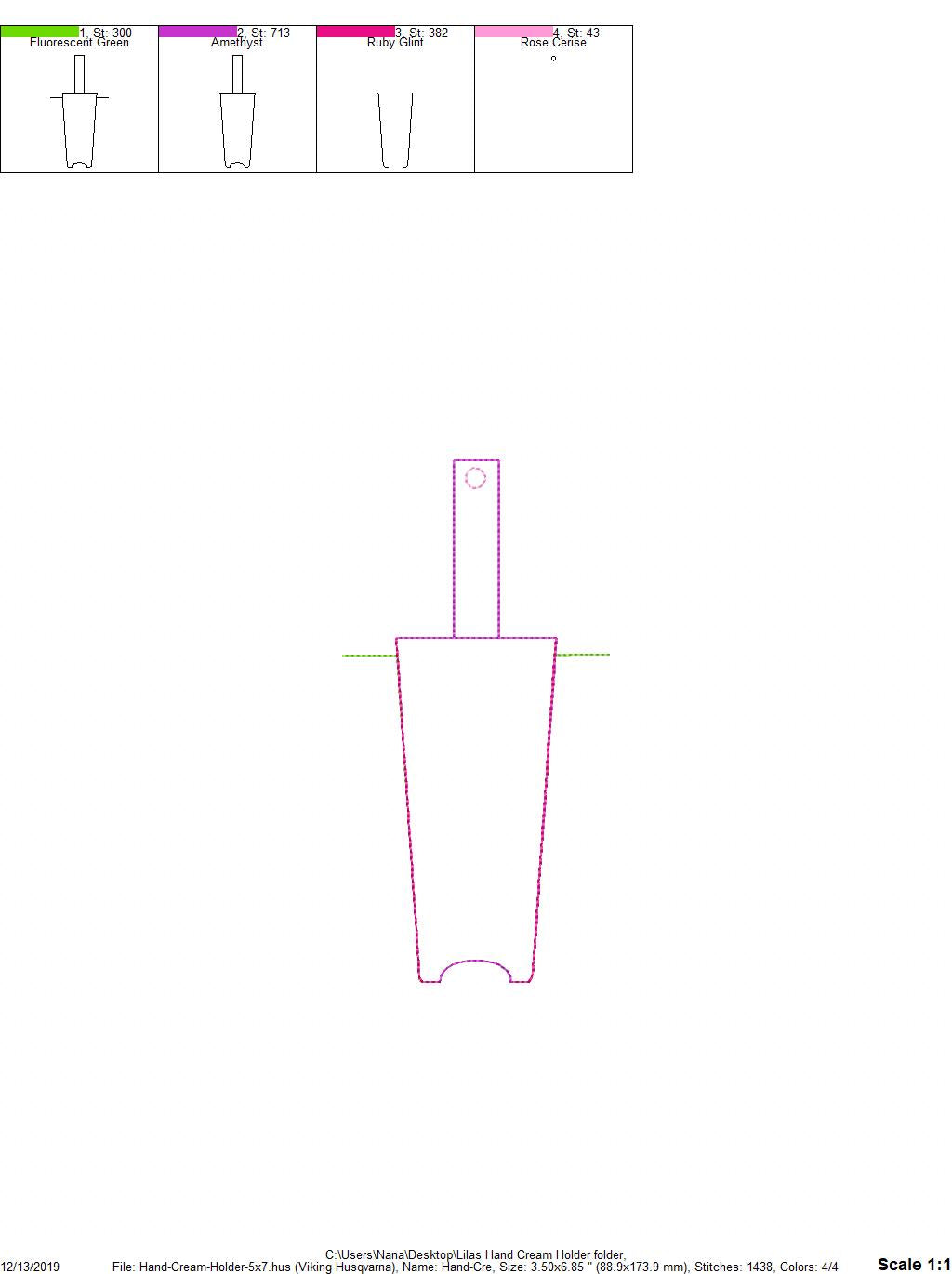 Open Bottom Blank Hand Cream Holder 5x7 - DIGITAL Embroidery DESIGN