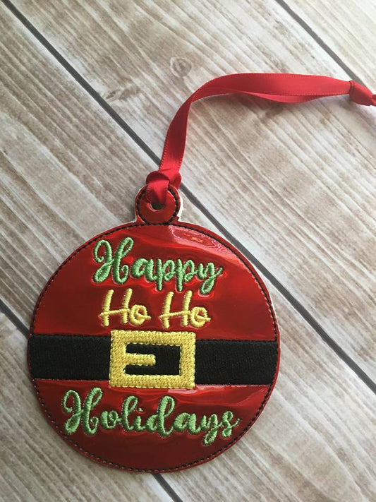 Happy Ho Ho Holidays Ornament 4x4 and 5x7 included- Embroidery Design - DIGITAL Embroidery DESIGN
