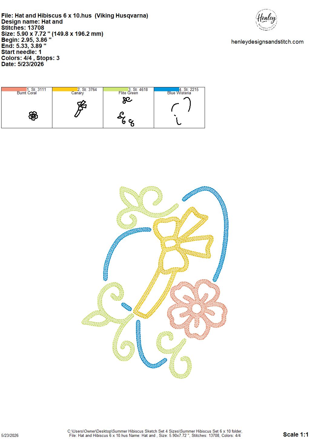 Sketch Summer Hibiscus SET - Includes 9 Designs  - 4 x 4, 5 x 7, 6 x 10 and 8 x 12 - DIGITAL Embroidery Design