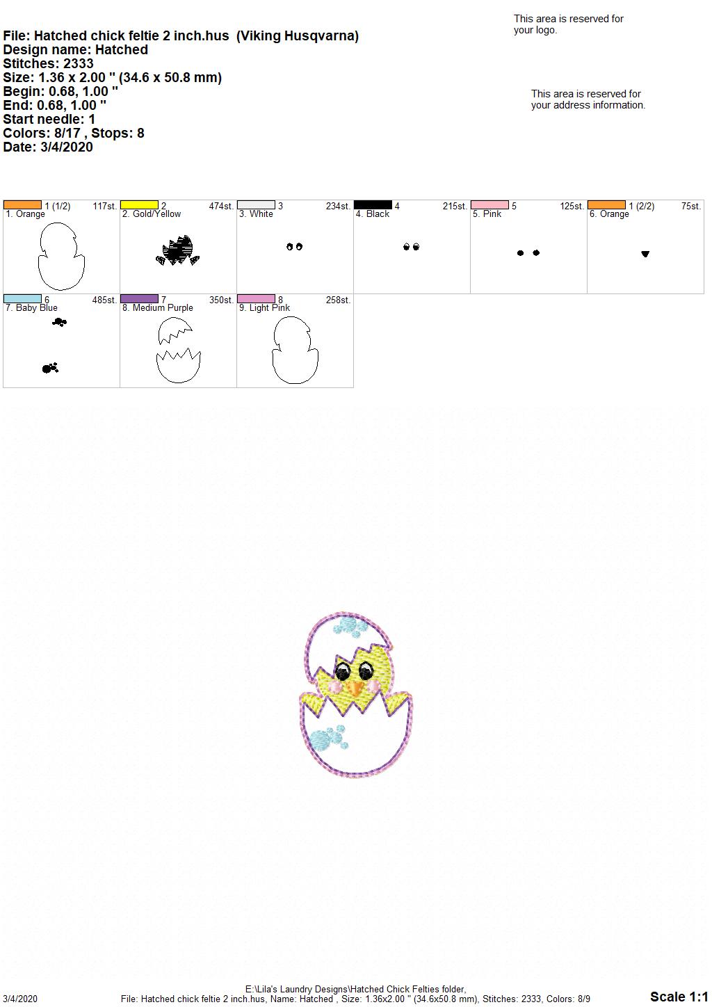 Hatched Chick Felties - 4 sizes - 4x4 and 5x7 Grouped- Digital Embroidery Design