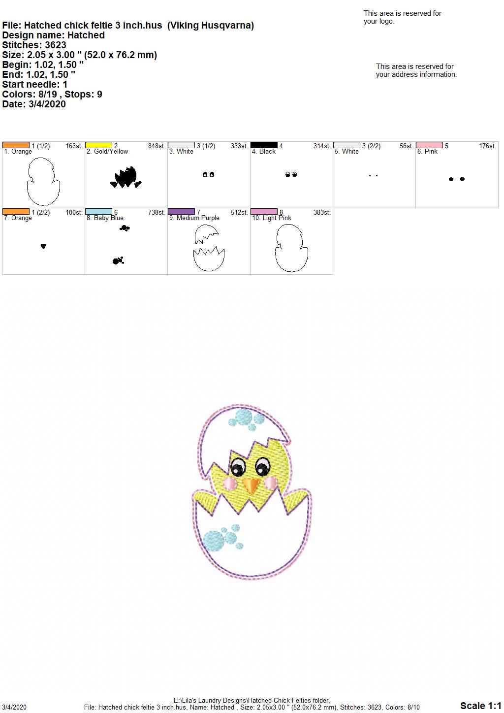 Hatched Chick Felties - 4 sizes - 4x4 and 5x7 Grouped- Digital Embroidery Design