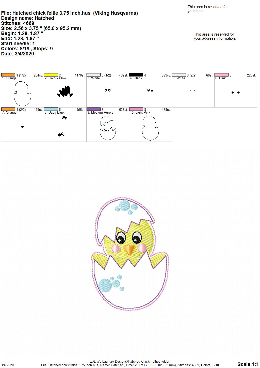 Hatched Chick Felties - 4 sizes - 4x4 and 5x7 Grouped- Digital Embroidery Design