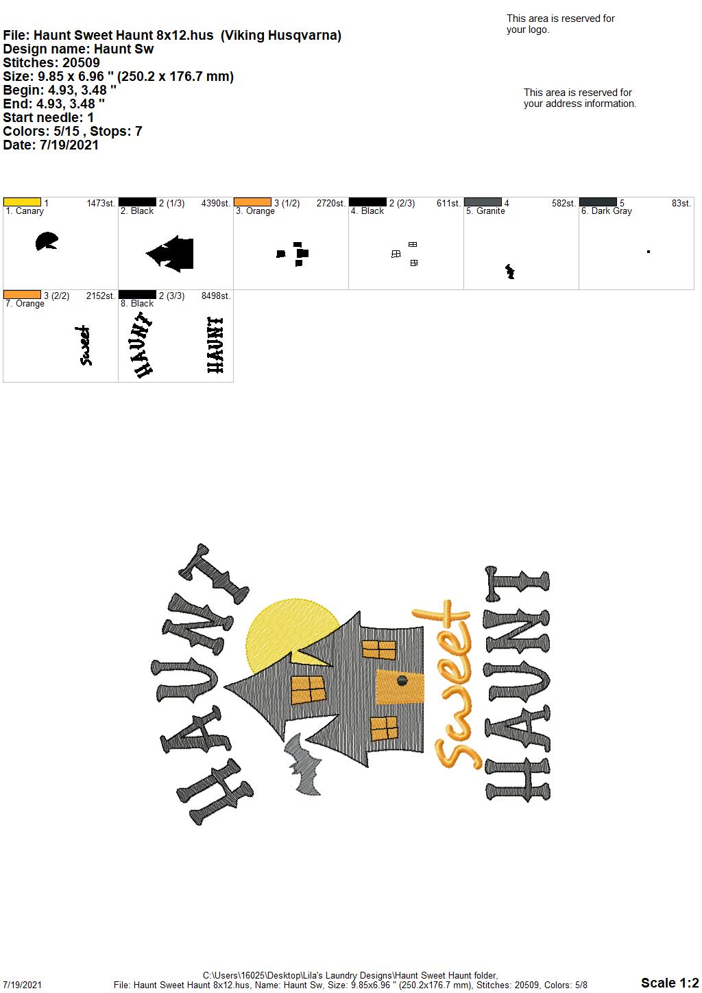 Haunt Sweet Haunt - 3 sizes- Digital Embroidery Design