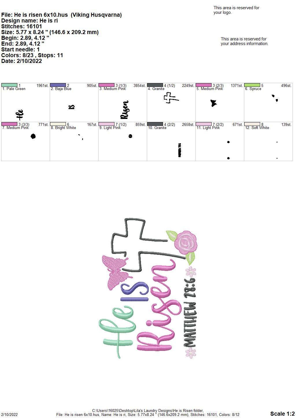 He is Risen - 3 sizes- Digital Embroidery Design