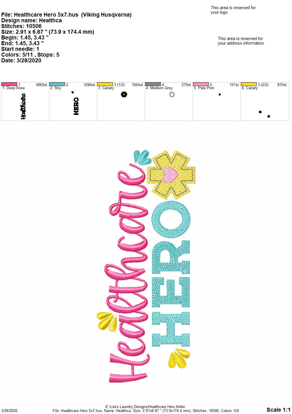 Healthcare Hero - 3 Sizes - Digital Embroidery Design