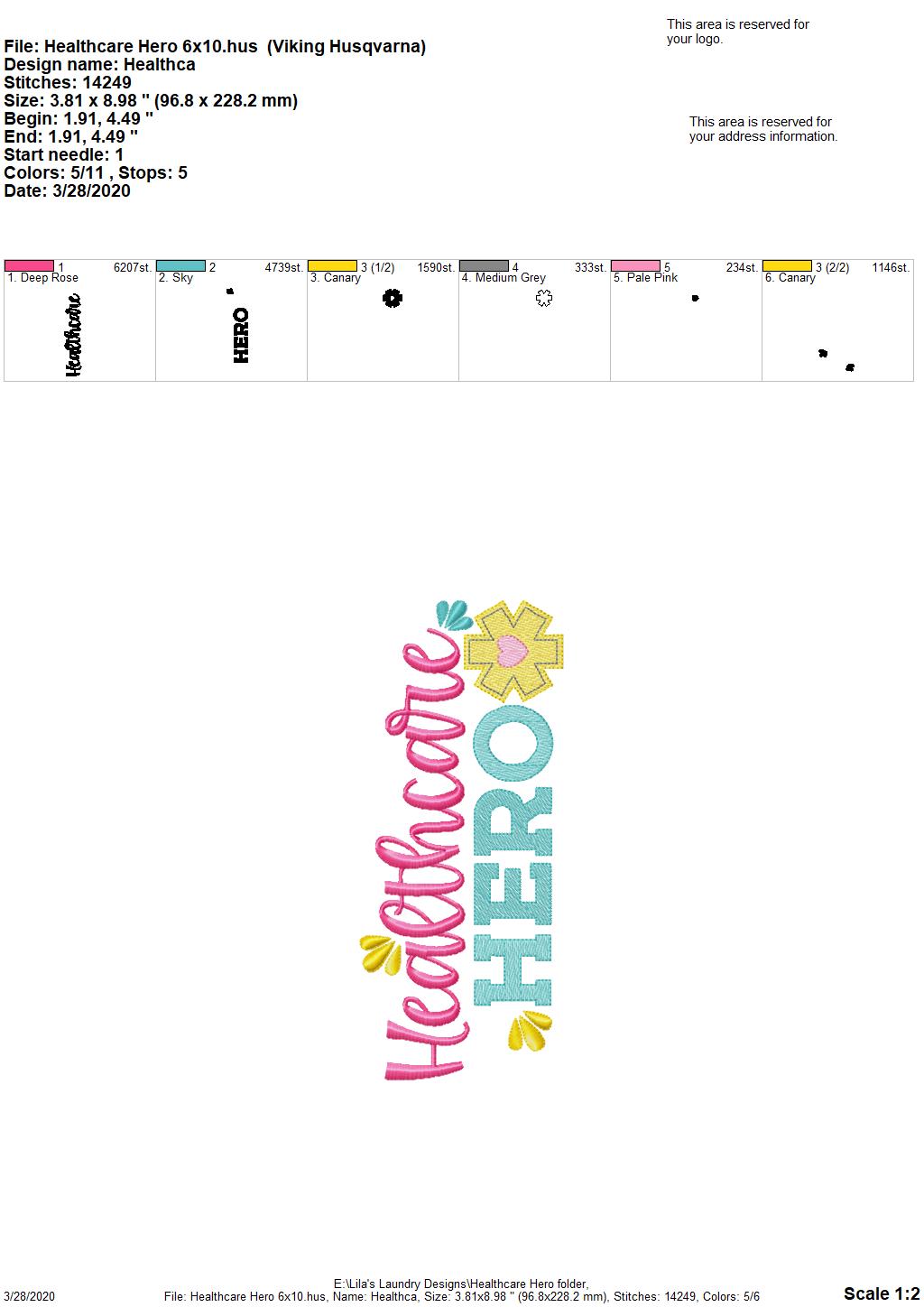 Healthcare Hero - 3 Sizes - Digital Embroidery Design