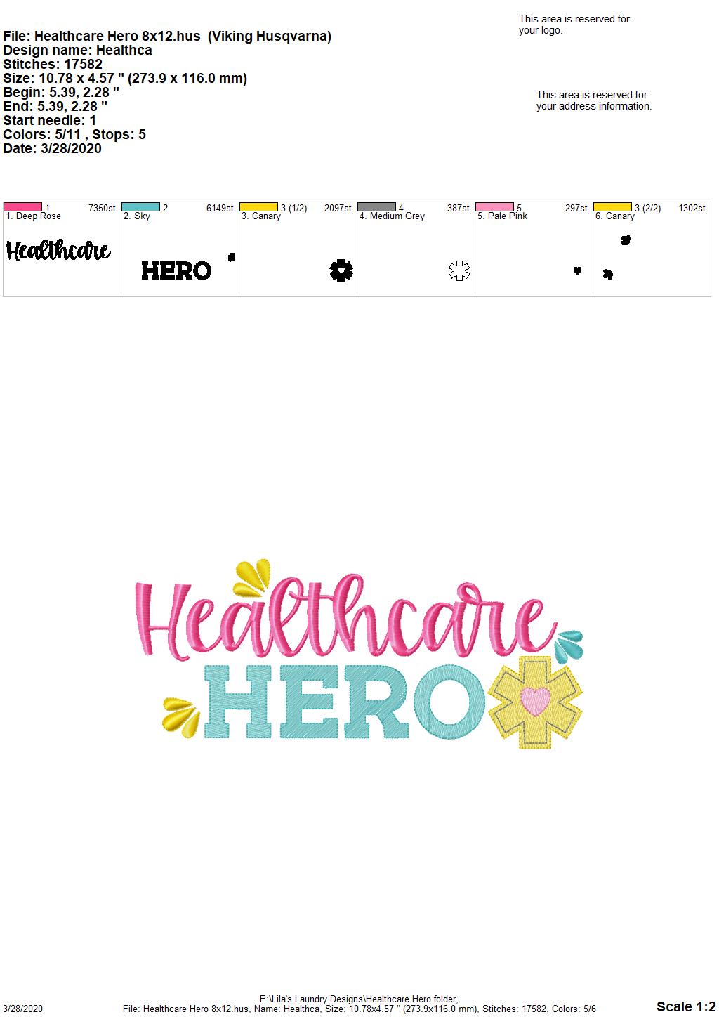 Healthcare Hero - 3 Sizes - Digital Embroidery Design