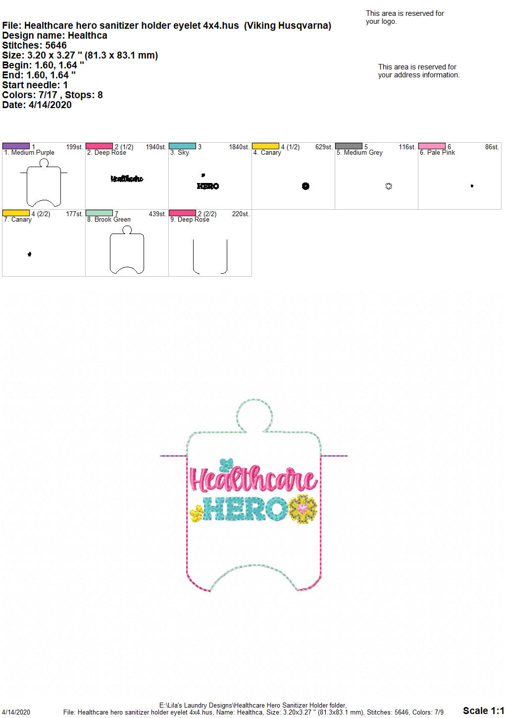 Healthcare Hero Sanitizer Holders - DIGITAL Embroidery DESIGN