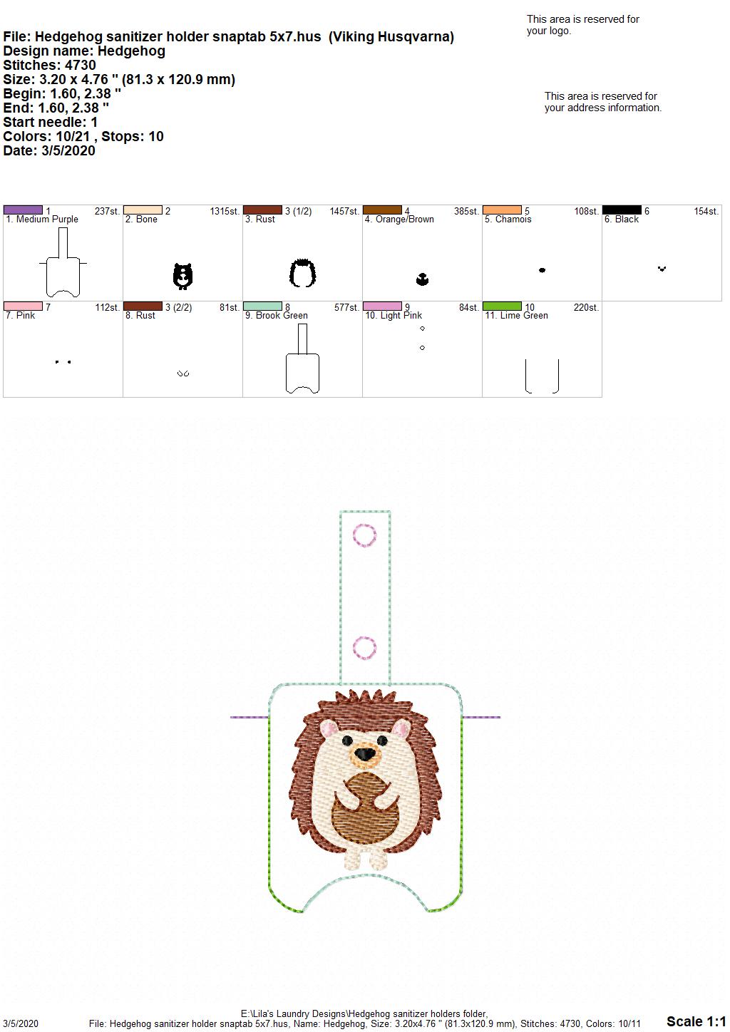 Hedgehog Sanitizer Holders - DIGITAL Embroidery DESIGN
