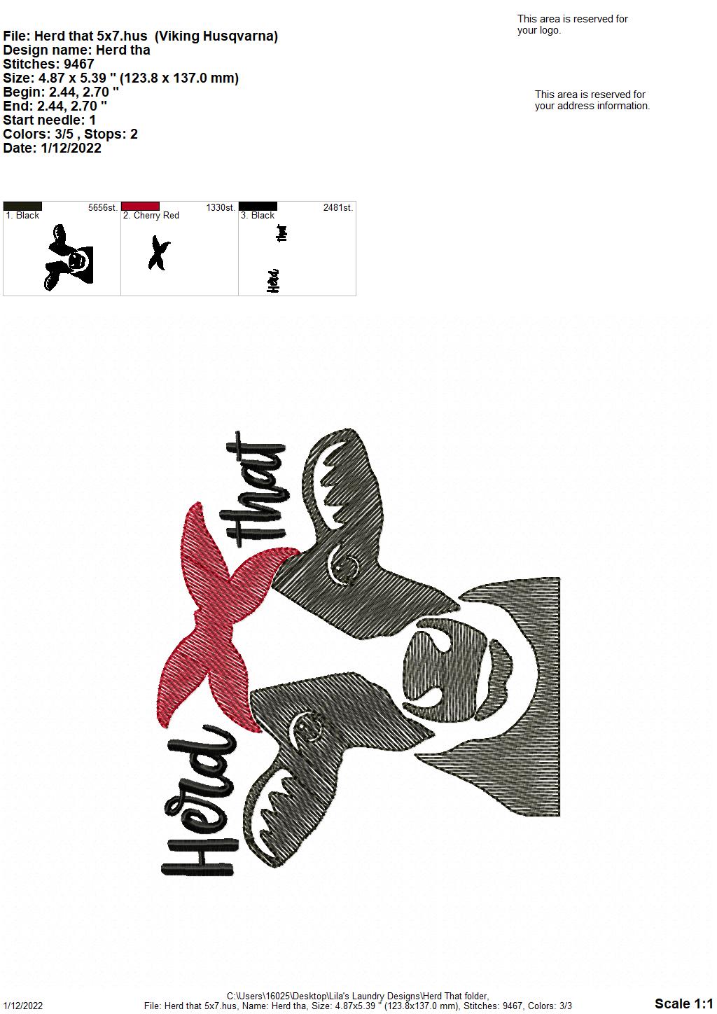 Herd That - 3 sizes- Digital Embroidery Design