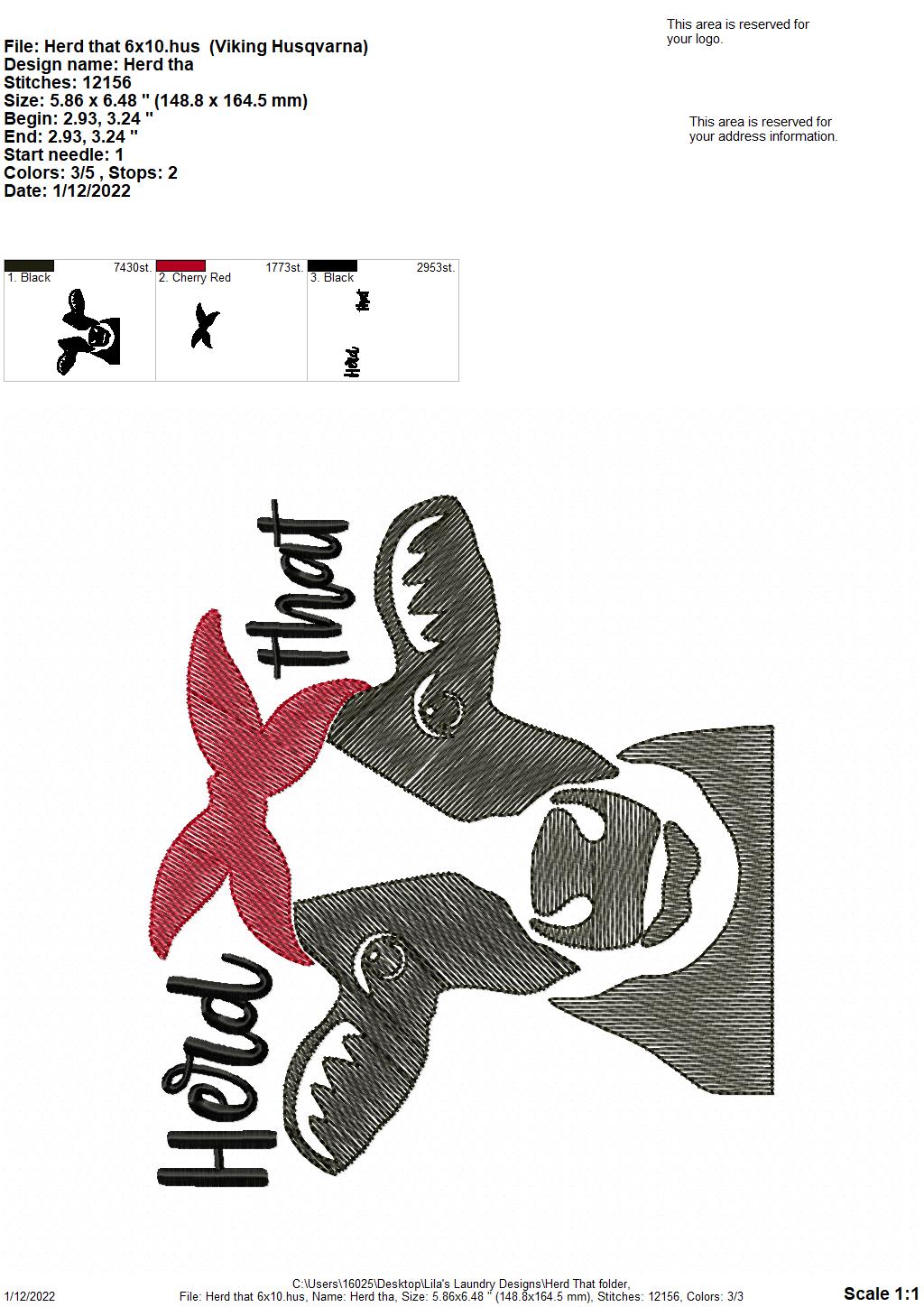 Herd That - 3 sizes- Digital Embroidery Design