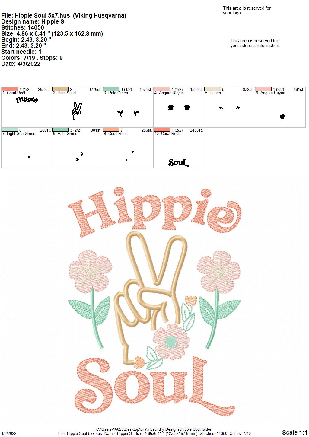 Hippie Soul - 3 sizes- Digital Embroidery Design