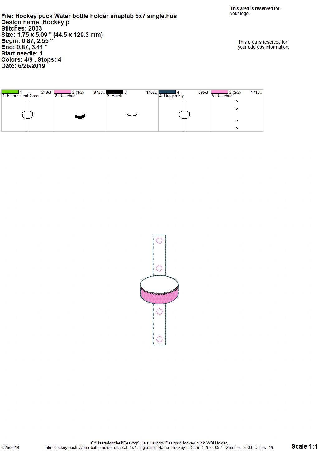 Hockey Puck Water Bottle Holders - DIGITAL Embroidery DESIGN