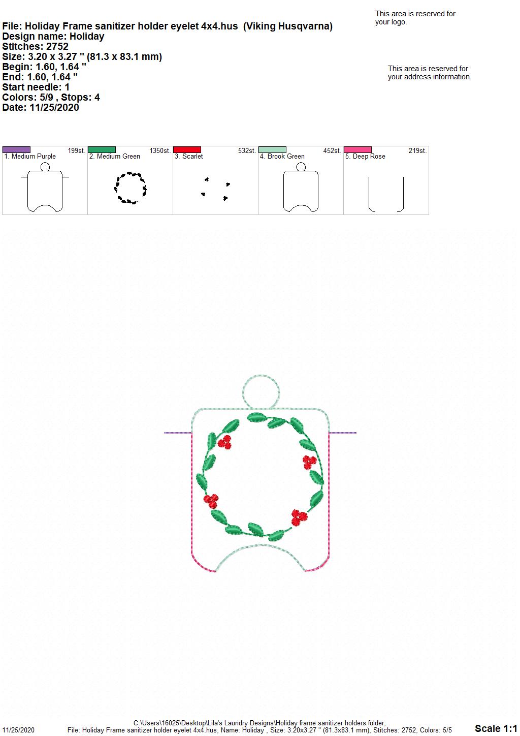 Holiday Frame Sanitizer Holders - DIGITAL Embroidery DESIGN