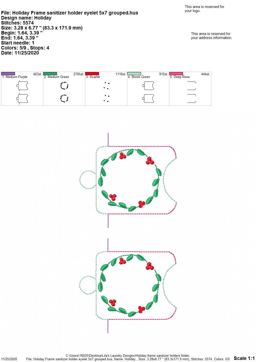 Holiday Frame Sanitizer Holders - DIGITAL Embroidery DESIGN