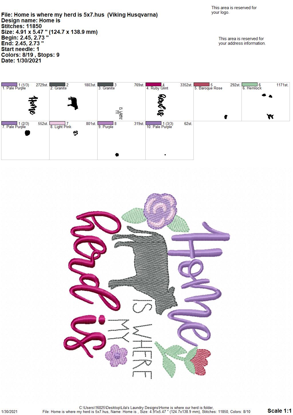 Home is Where Our Herd Is - 2 sizes- Digital Embroidery Design