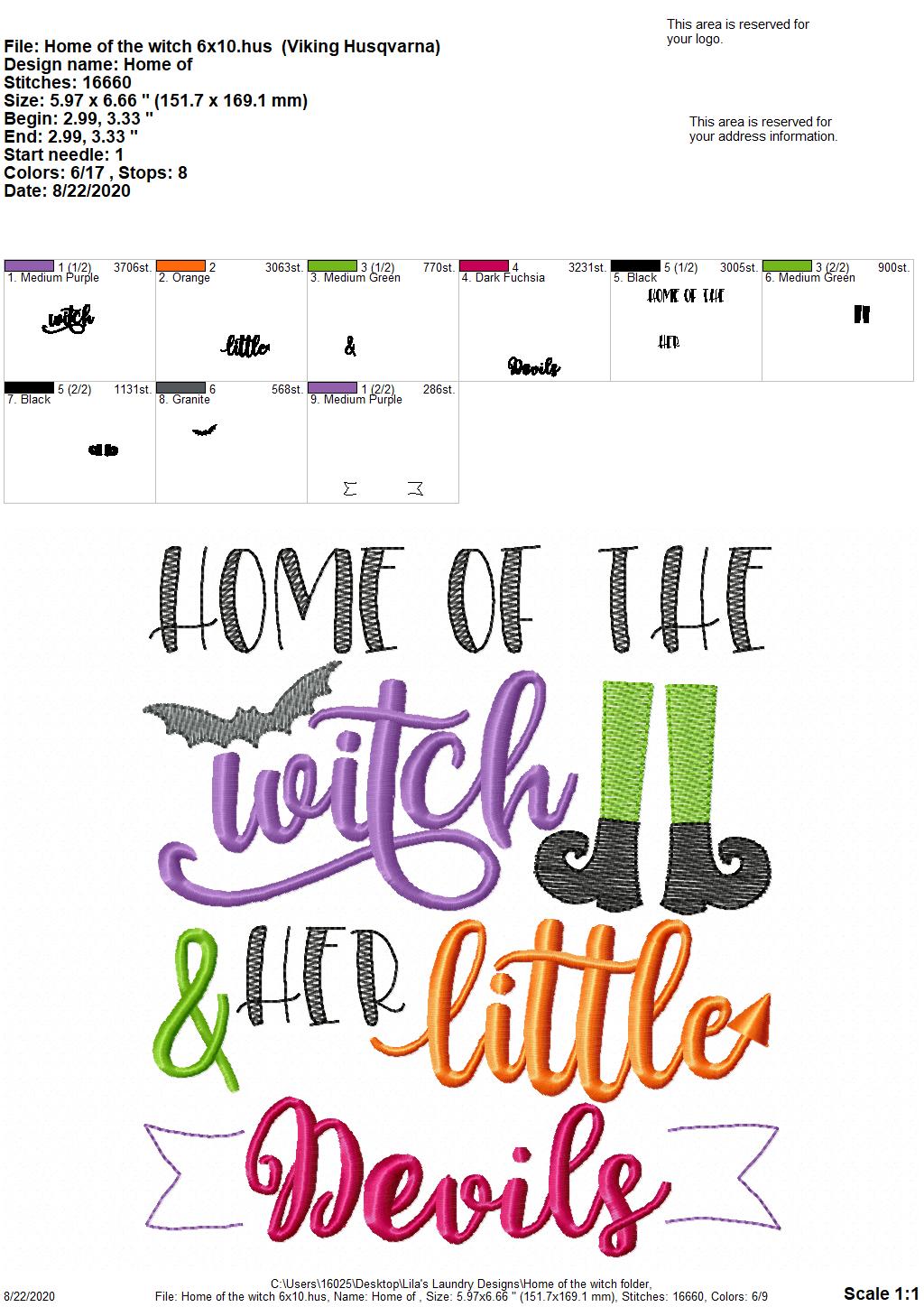 Home of the Witch - 2 Sizes - Digital Embroidery Design