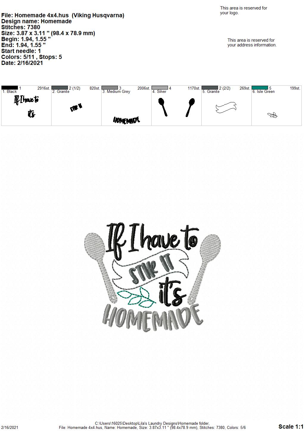 Homemade - 3 sizes- Digital Embroidery Design