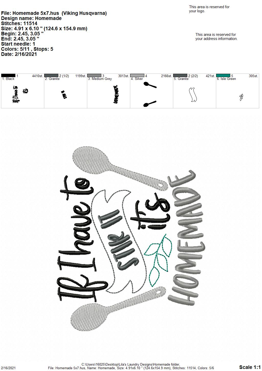 Homemade - 3 sizes- Digital Embroidery Design