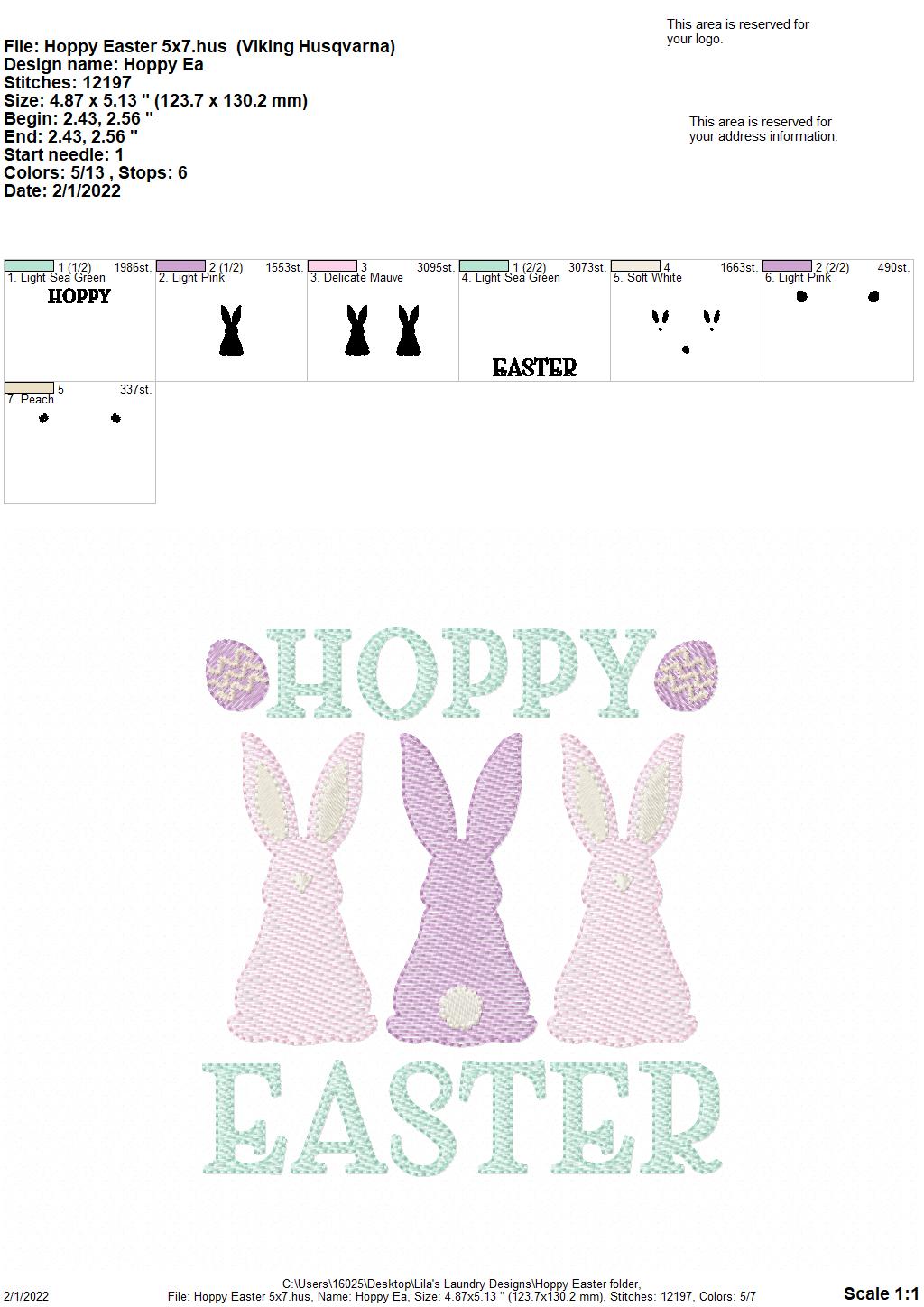 Hoppy Easter - 4 sizes- Digital Embroidery Design