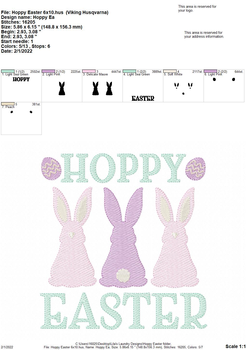 Hoppy Easter - 4 sizes- Digital Embroidery Design