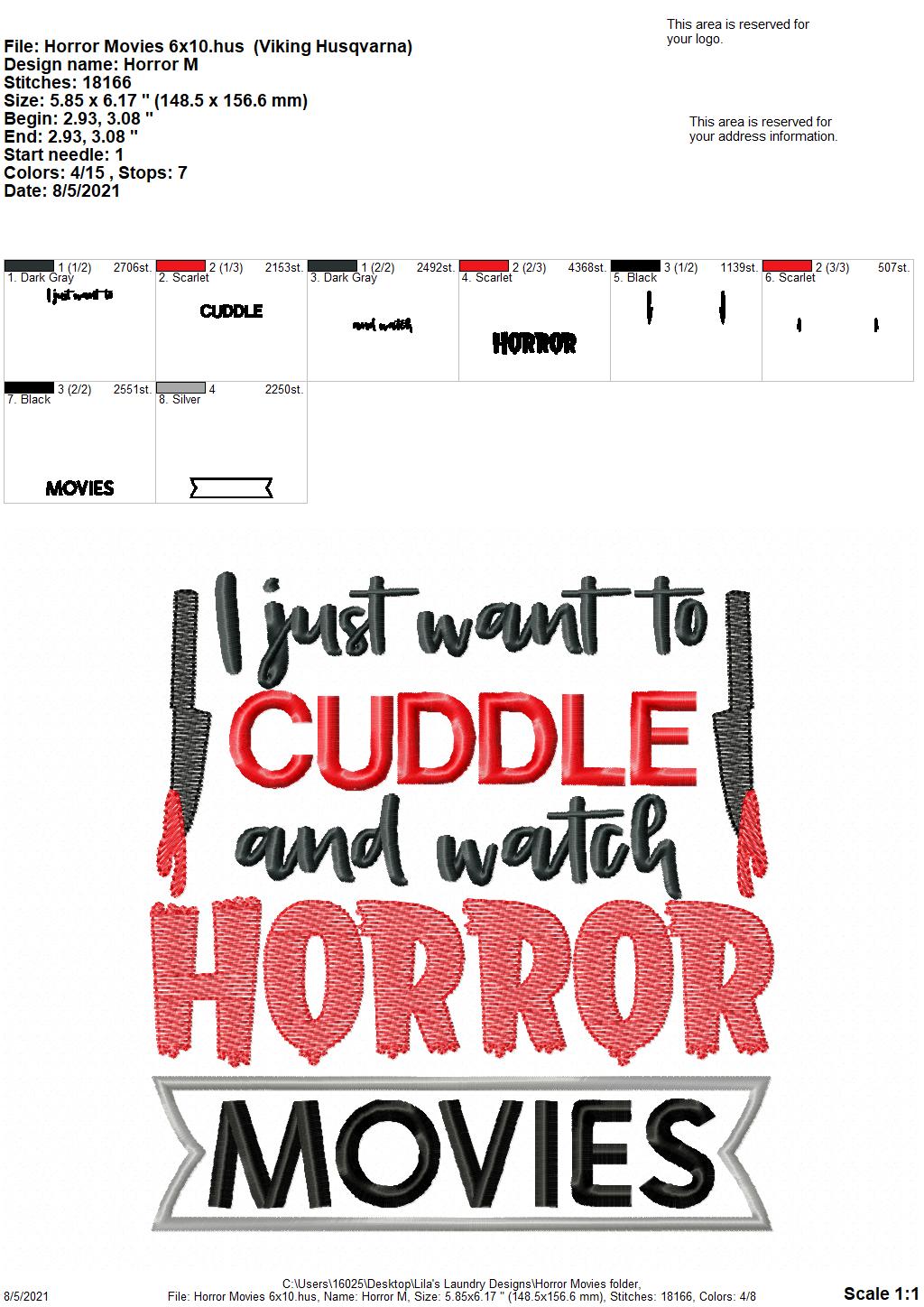 Horror Movies - 3 sizes- Digital Embroidery Design