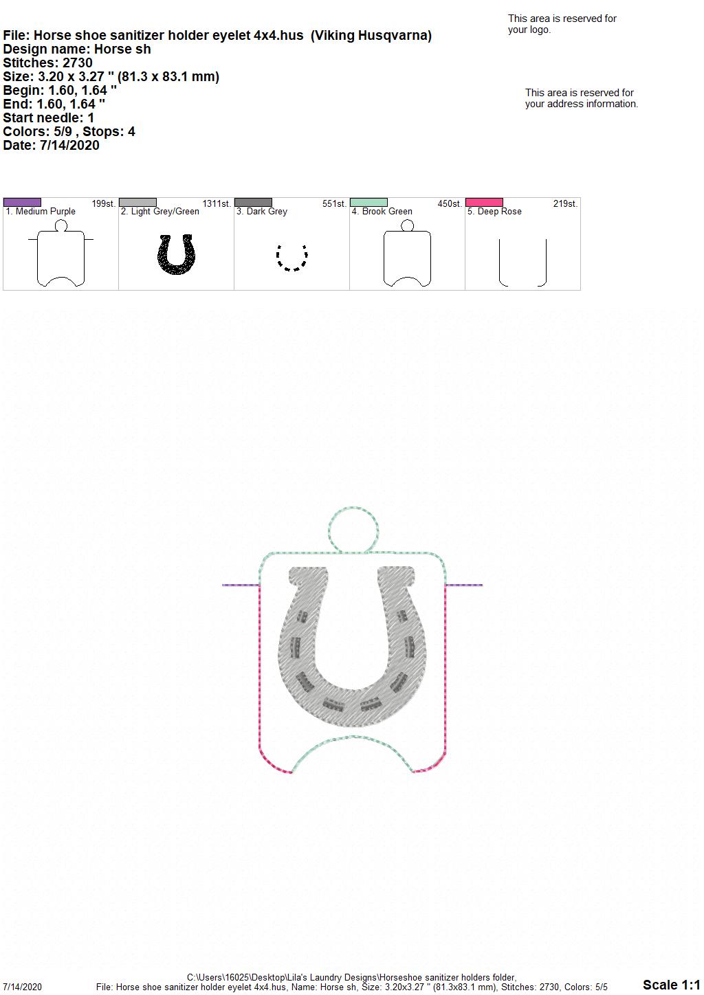 Horseshoe Sanitizer Holders - DIGITAL Embroidery DESIGN