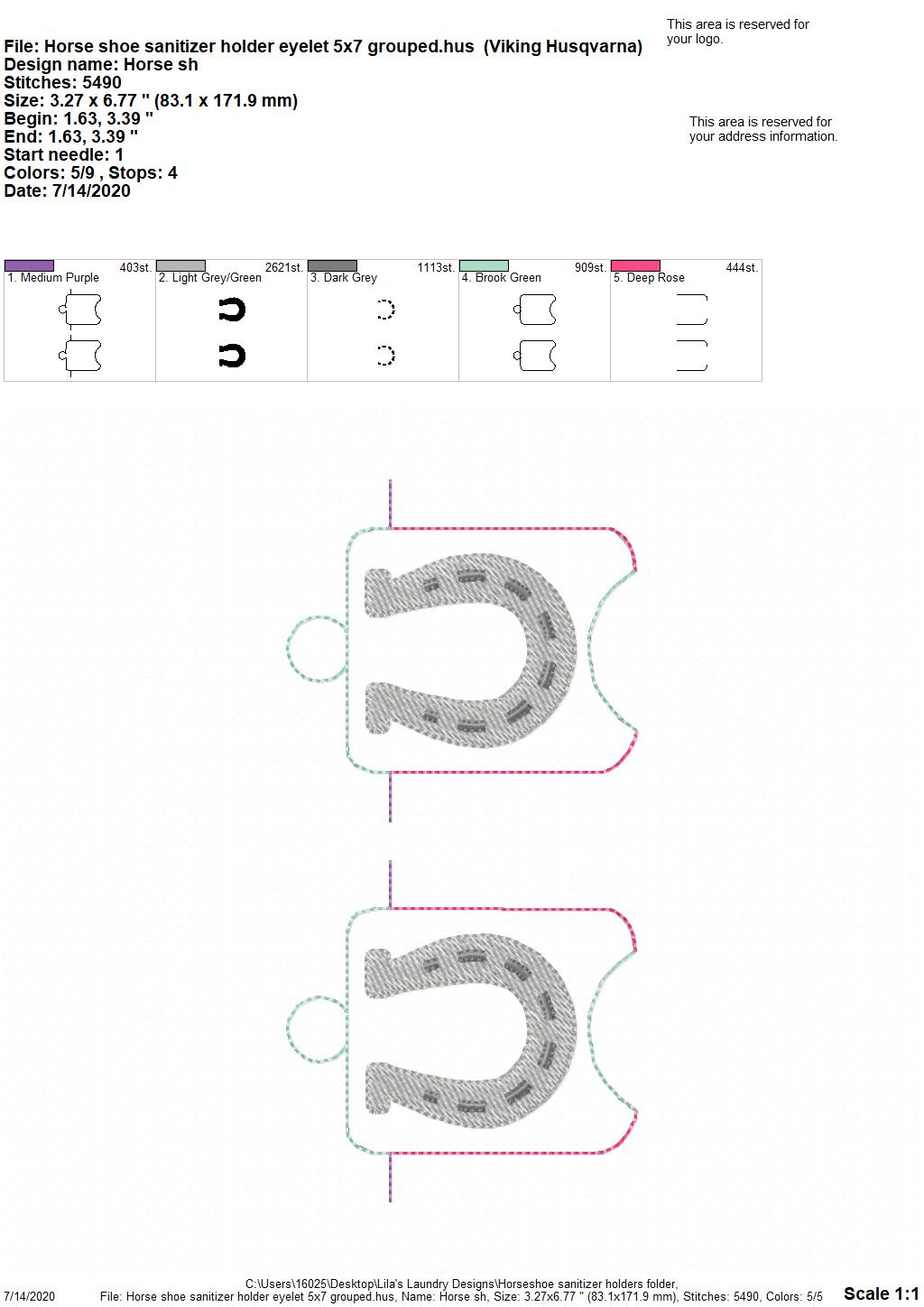 Horseshoe Sanitizer Holders - DIGITAL Embroidery DESIGN