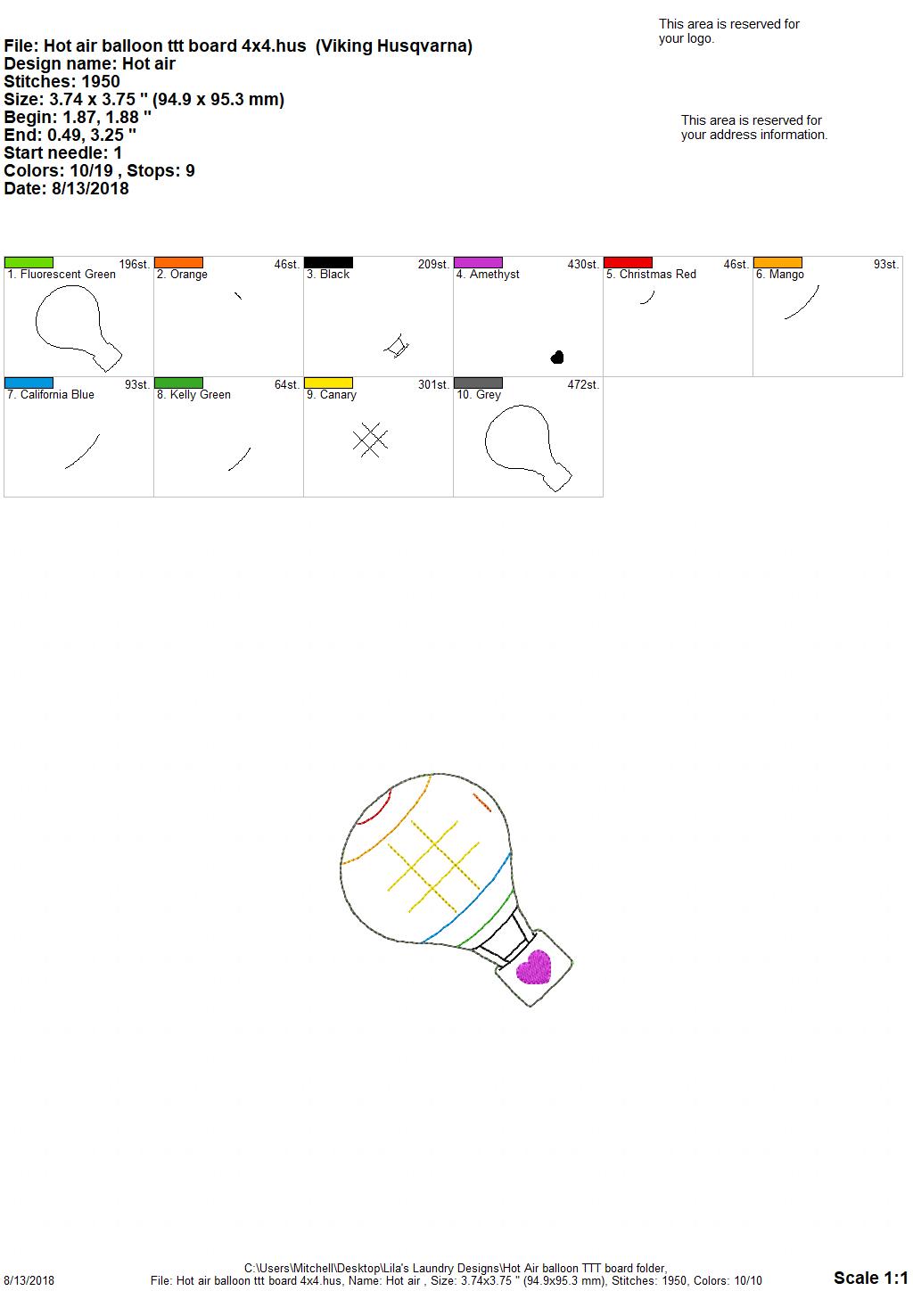 Hot Air Balloon Tic Tac Toe Boards - Digital Embroidery Design