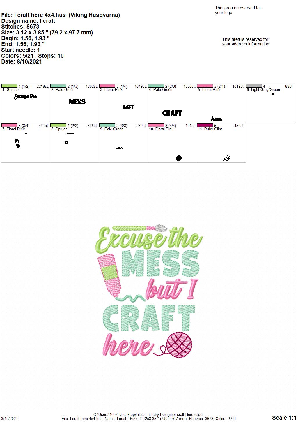 I Craft Here - 4 sizes- Digital Embroidery Design
