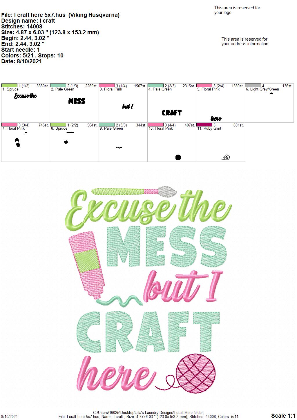 I Craft Here - 4 sizes- Digital Embroidery Design