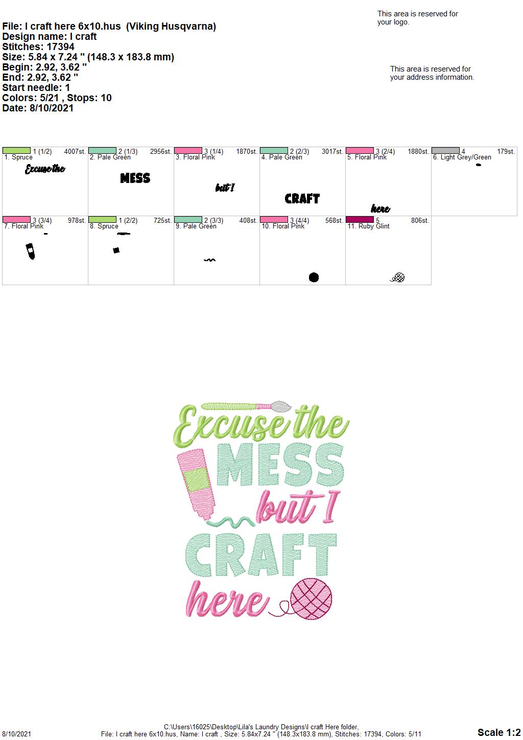I Craft Here - 4 sizes- Digital Embroidery Design