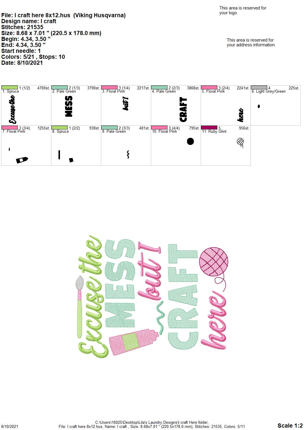 I Craft Here - 4 sizes- Digital Embroidery Design