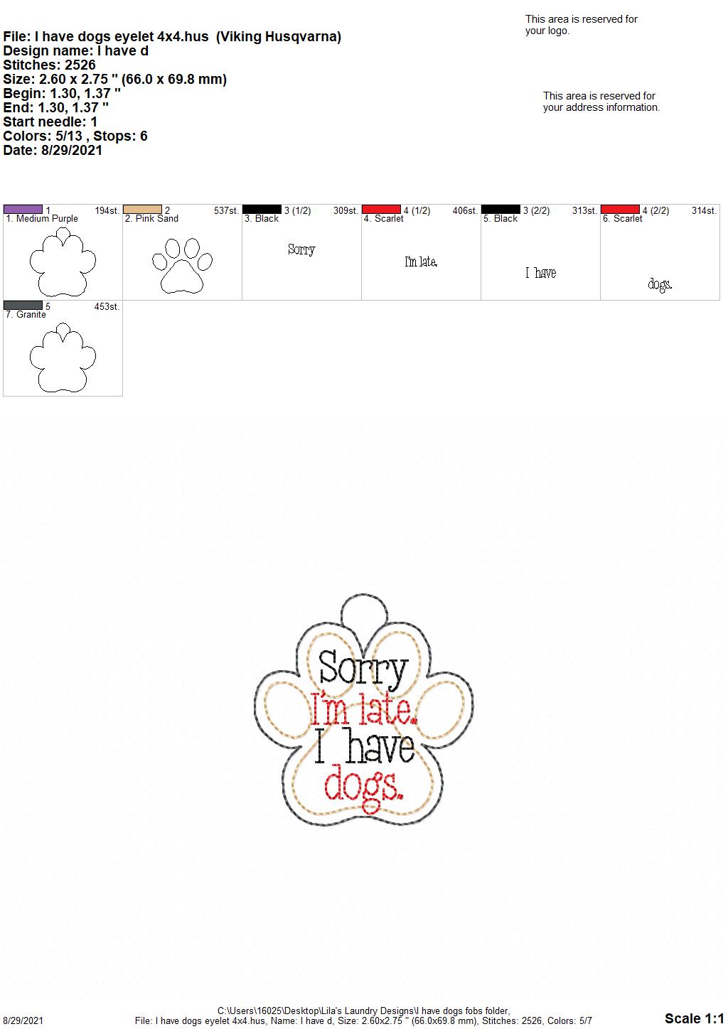 I have Dogs Fobs - DIGITAL Embroidery DESIGN