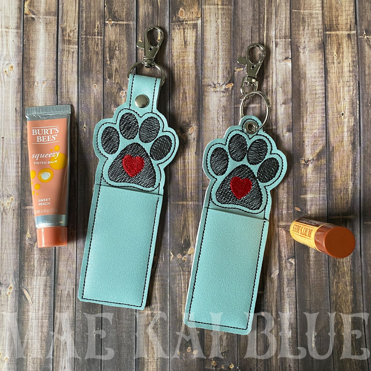 Paw Heart Lip Balm Holders 5x7 - DIGITAL Embroidery DESIGN