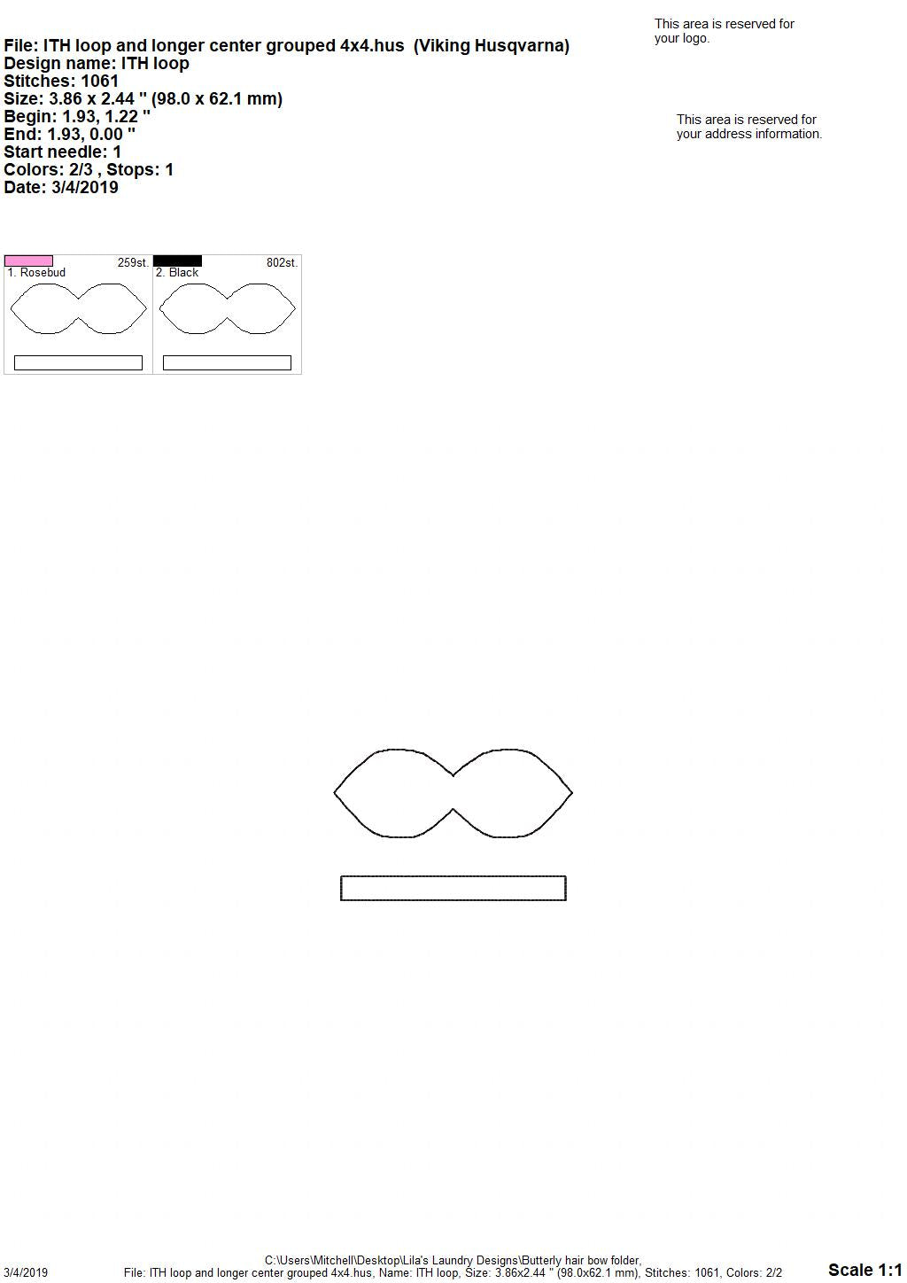 Butterfly Hair Bow - Digital Embroidery Design