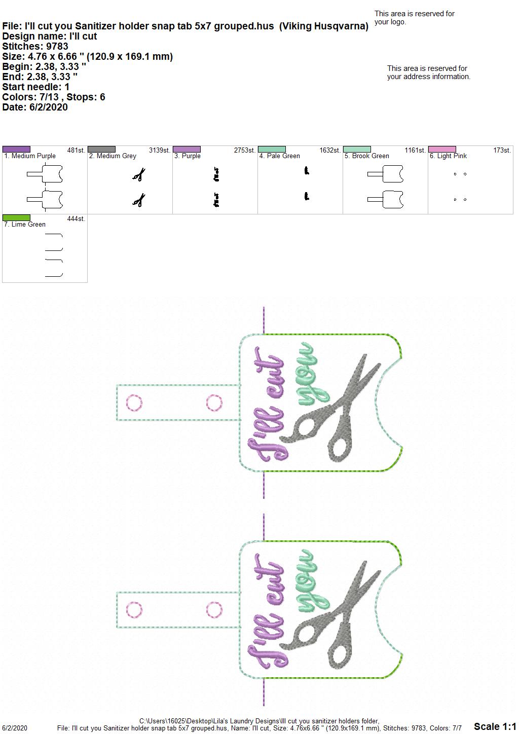 I'll cut you Sanitizer Holders - DIGITAL Embroidery DESIGN