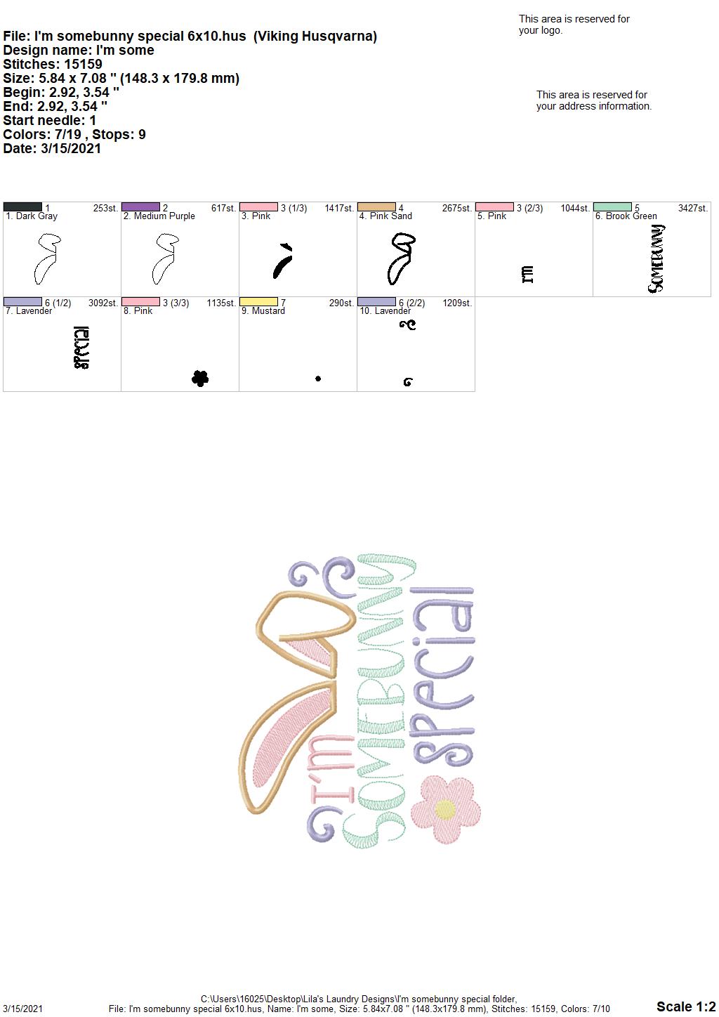 I'm Somebunny Special - 4 sizes- Digital Embroidery Design