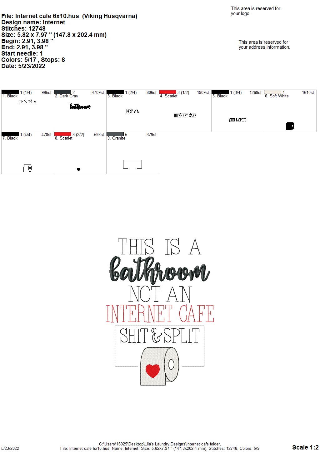 Internet Cafe - 4 sizes- Digital Embroidery Design